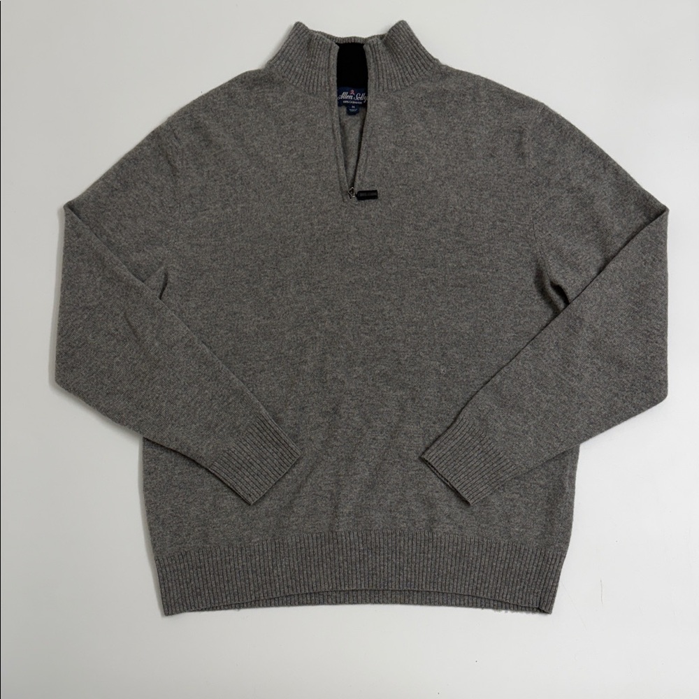 Allen Solly 100% Cashmere Quarter‎ Zip Men’s M Gray Luxury Knit Pullover